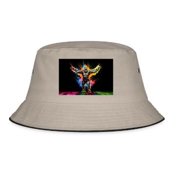 Gorilla auf Rollschuhen im Disco Ambiente - Bucket Hat - Khaki/Schwarz - Vorne