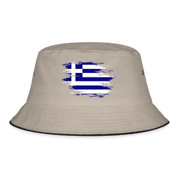 Drapeau de la Grèce utilisé design - Bob - kaki/noir - Devant