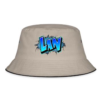 Graffiti Lan Blaue Ziegel Risse - Bucket Hat - Khaki/Schwarz - Vorne