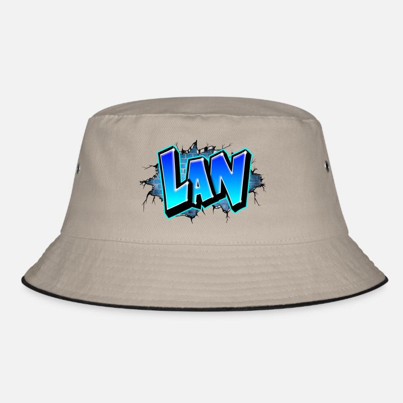 Graffiti Lan Blaue Ziegel Risse Bucket Hat