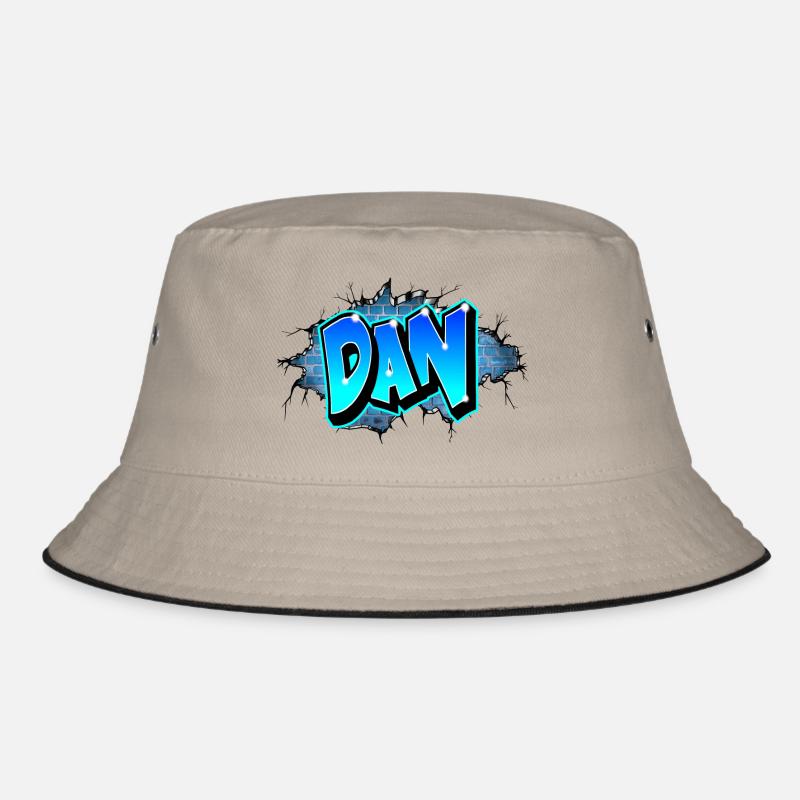 Graffiti DAN Wand Risse Blaue Ziegel Bucket Hat