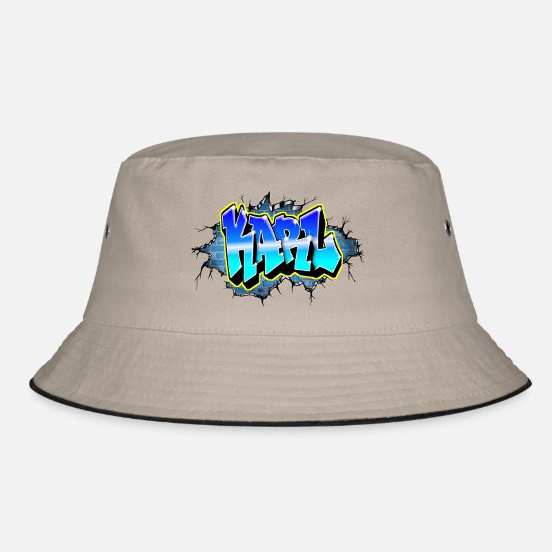 Graffiti KARL Blue Brick Crack Bucket Hat