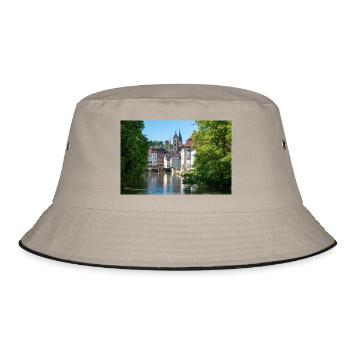 Stadtbild von Esslingen am Neckar von der Agnesbrücke aus - Bucket Hat - Khaki/Schwarz - Vorne