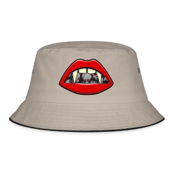 Halloween Vampire Mouth Bloodsucker Vampire - Bucket Hat - khaki/black - Front