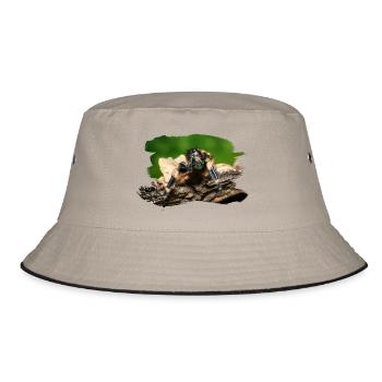 phidippus otiosus jumping spider, spring spinne - Bucket Hat - Khaki/Schwarz - Vorne