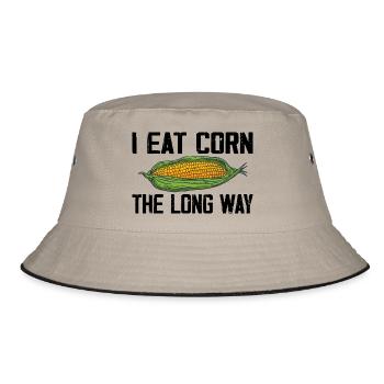 I Eat Corn The Long Way Inappropriate Embarrassing - Bucket Hat - khaki/black - Front