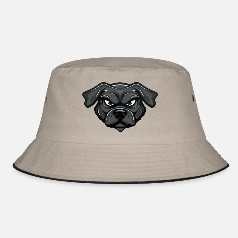 hund comic kopf - Bucket Hat - Khaki/Schwarz