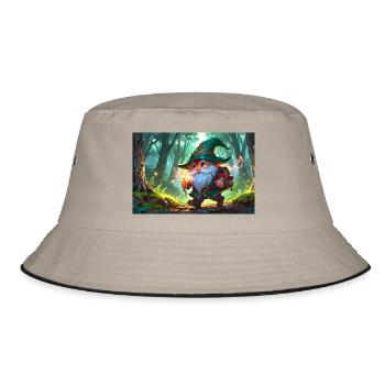 Nain gnome aventurier dans la forêt fantastique enchantée - Bob - kaki/noir - Devant