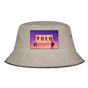 Schild - YOLO - Bucket Hat - Khaki/Schwarz - Vorne
