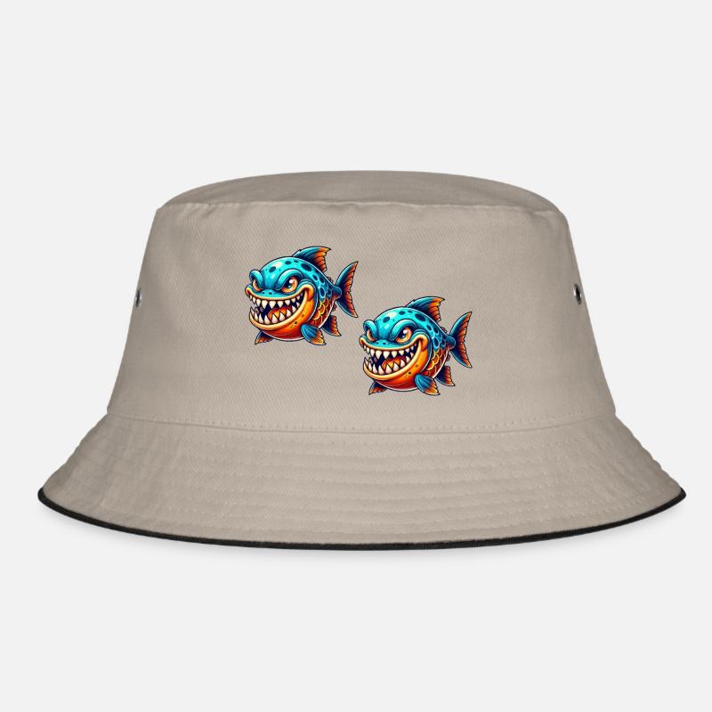 piranha comic fisch 2 - Bucket Hat - Khaki/Schwarz