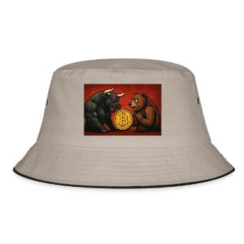 Bitcoin Bull vs. Bear - Bucket Hat - khaki/black - Front