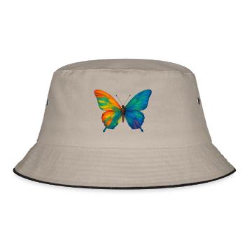 Schmetterling Colorblast - Bucket Hat - Khaki/Schwarz - Vorne