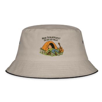 Campingplatz lifestyle - Bucket Hat - Khaki/Schwarz - Vorne