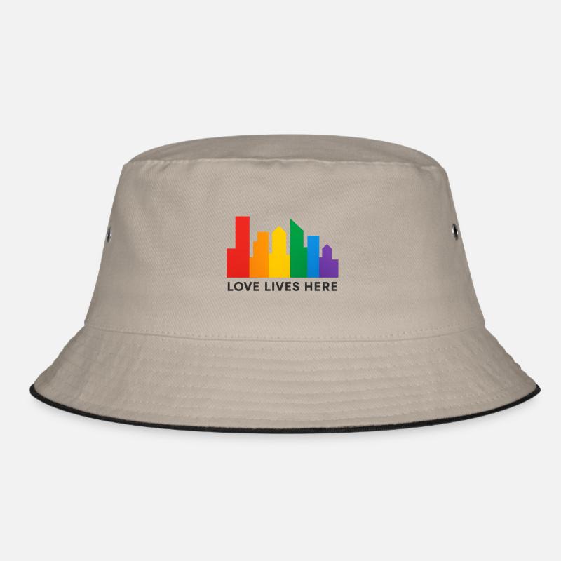 Rainbow Skyline Pride - Bucket Hat - khaki/black