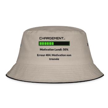 Error 404 Motivation Montag Humor Geek T-Shirt - Bucket Hat - Khaki/Schwarz - Vorne