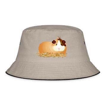 süßes Meerschweinchen liegt gemütlich im Stroh - Bucket Hat - Khaki/Schwarz - Vorne