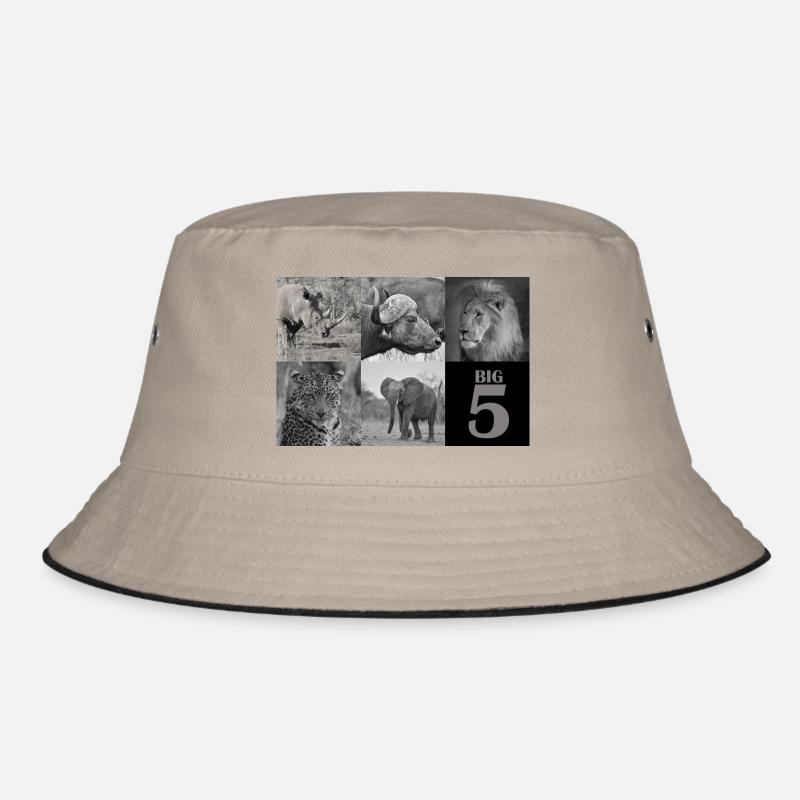 Afrikas Big 5 - Bucket Hat - Khaki/Schwarz
