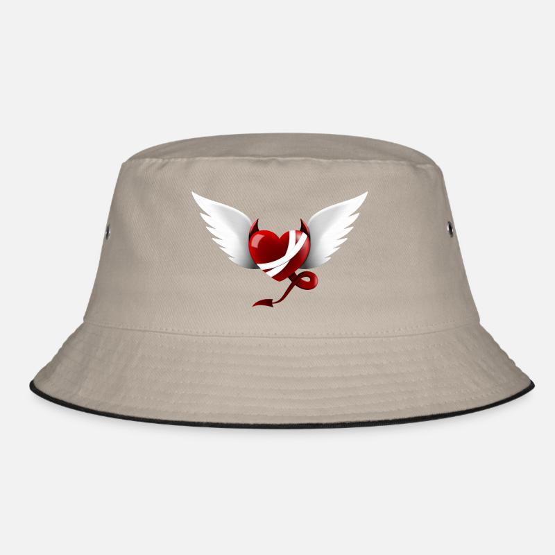 Heart Devil Angel Design Gift Bucket Hat