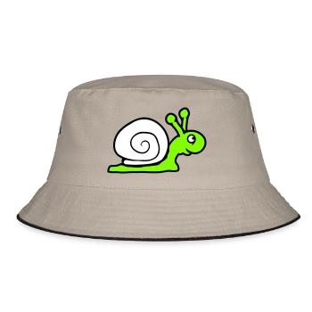 Schnecke Schneckenhaus niedlich süß glücklich Cool - Bucket Hat - Khaki/Schwarz - Vorne