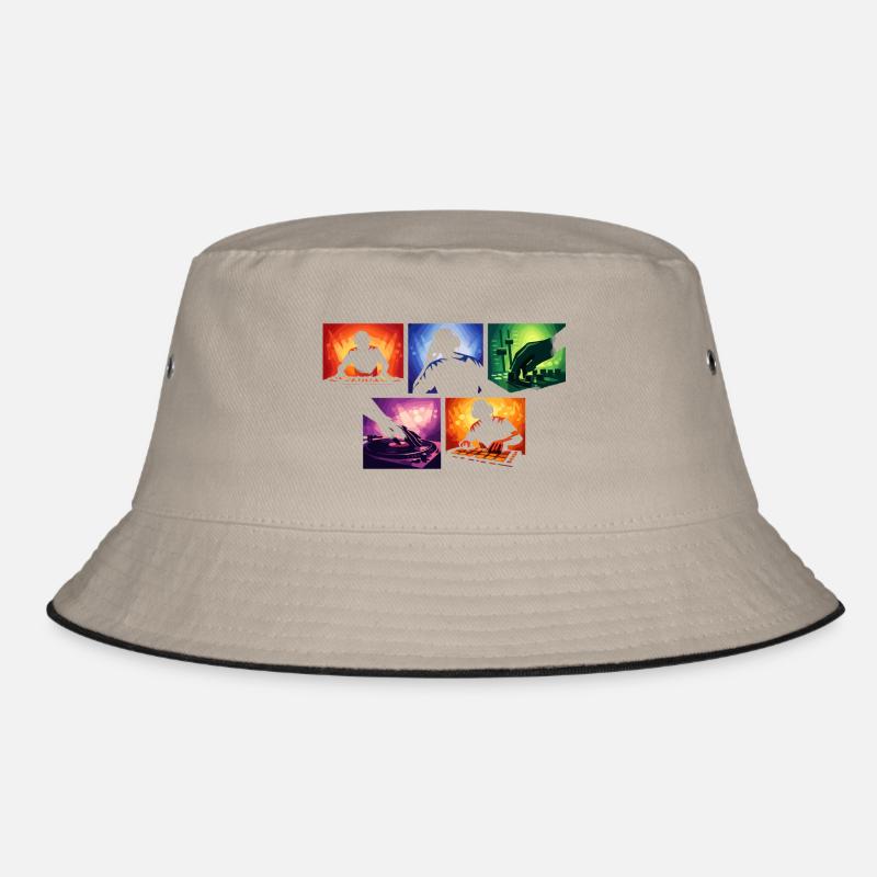 Licht-Silhouetten DJ-Set Collage Bucket Hat
