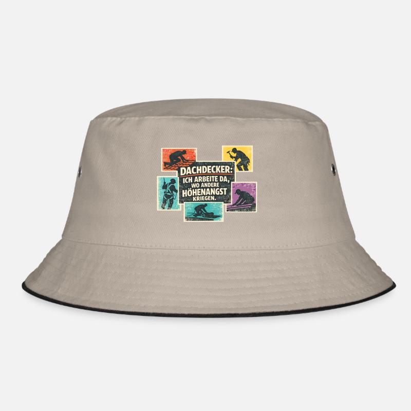 Dachdecker Spruch Retro Collage Bucket Hat