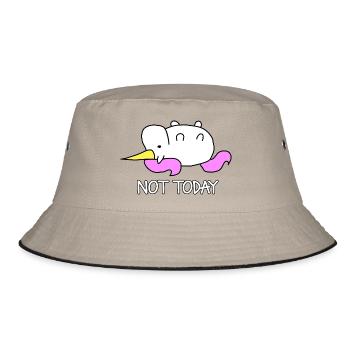 Lazy Unicorn Not Today Saying - Bucket Hat - khaki/black - Front