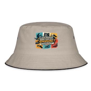 Under Voltage Electrician Saying - Bucket Hat - khaki/black - Front