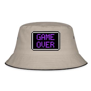 Game Over Schild Retro Gamer - Bucket Hat - Khaki/Schwarz - Vorne