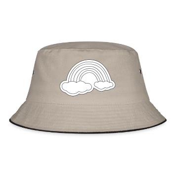 Minimalist rainbow on clouds - Bucket Hat - khaki/black - Front