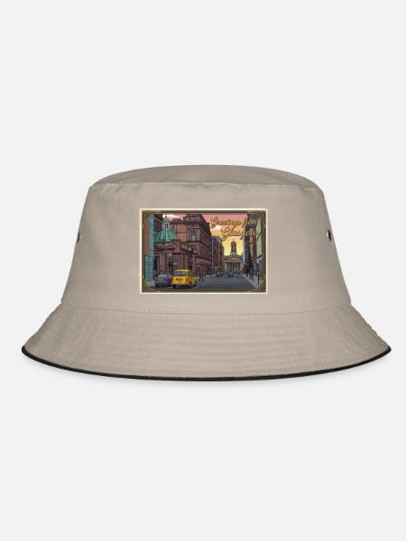 Glasgow Vintage-Straßenszene - Bucket Hat - Khaki/Schwarz