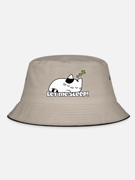 Schlafende Katze – Let Me Sleep - Bucket Hat - Khaki/Schwarz