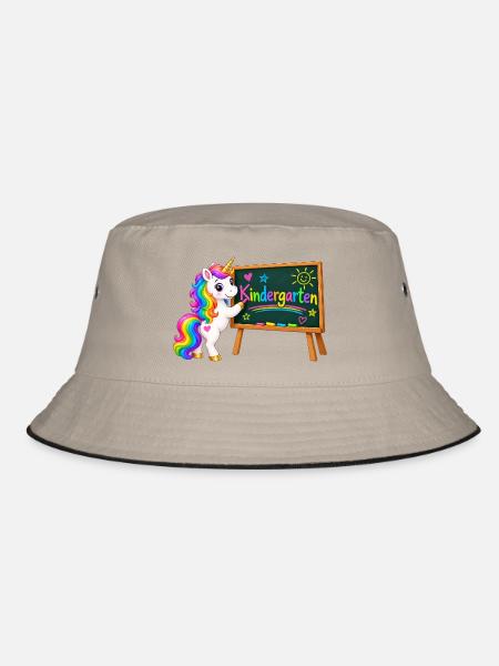Kindergarten Einhorn - Bucket Hat - Khaki/Schwarz