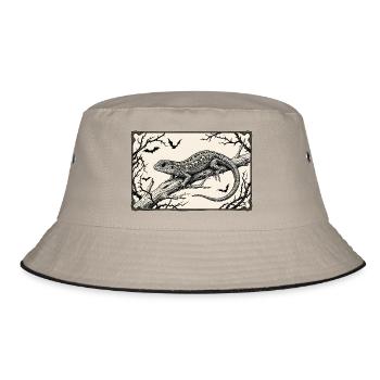 Gotische Eidechse - Bucket Hat - Khaki/Schwarz - Vorne