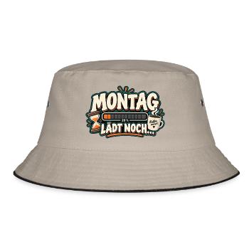 Montag lädt noch… Angst vor Montag / Bürohumor - Bucket Hat - Khaki/Schwarz - Vorne