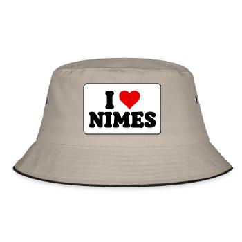 Ich liebe Nîmes, J'aime Nîmes - Amour ville - Bucket Hat - Khaki/Schwarz - Vorne