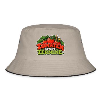 Tomaten statt Termine – Cartoon - Bucket Hat - Khaki/Schwarz - Vorne