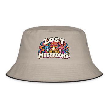 Lost in the Mushrooms - Bucket Hat - Khaki/Schwarz - Vorne