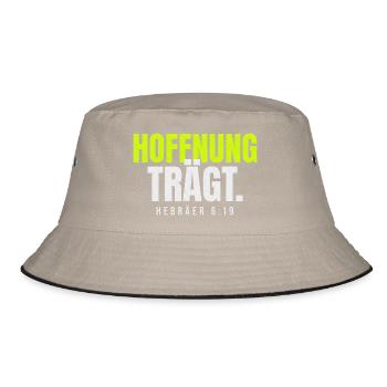 Hoffnung trägt – Hebräer 6,19 - Bucket Hat - Khaki/Schwarz - Vorne