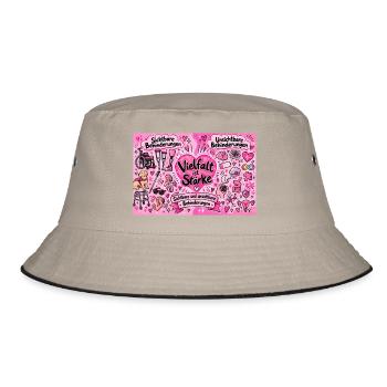 Vielfalt ist Stärke Herzdesign - Bucket Hat - Khaki/Schwarz - Vorne