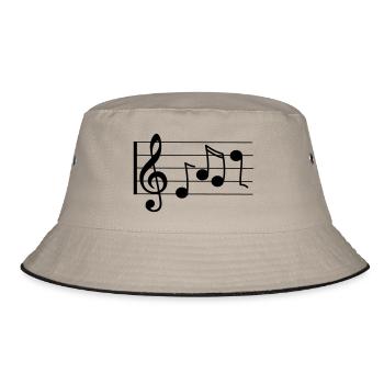 Treble staff with notes - Bucket Hat - khaki/black - Front