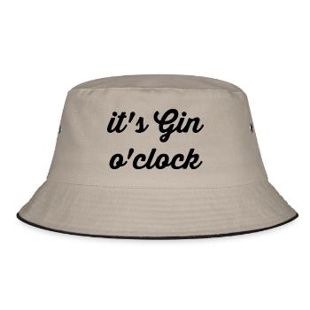 it's Gin o'clock Alkohol - Bucket Hat - Khaki/Schwarz - Vorne