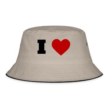 I Love - Bucket Hat - Khaki/Schwarz - Vorne