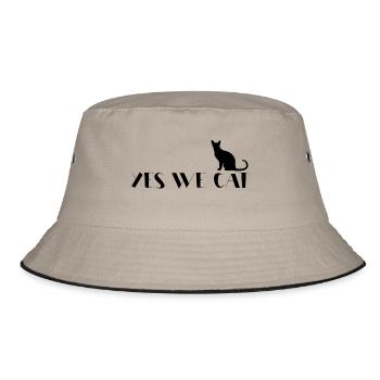 Yes We Cat lustiger Katzenspruch - Bucket Hat - Khaki/Schwarz - Vorne