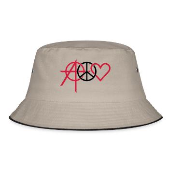 anarchy peace love (2c) - Bucket Hat - Khaki/Schwarz - Vorne