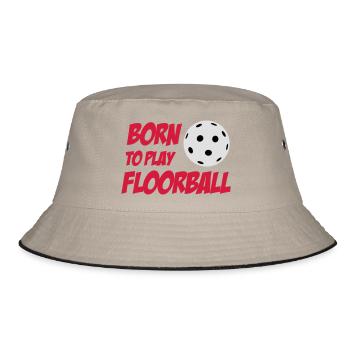 Born To Play Floorball - Bucket Hat - Khaki/Schwarz - Vorne