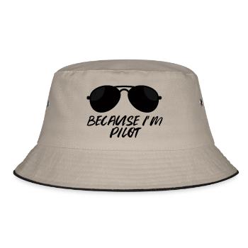 Pilot: Because i´m Pilot. - Bucket Hat - Khaki/Schwarz - Vorne