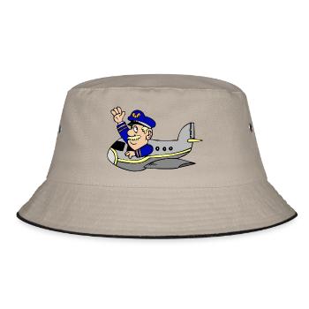 airplane airplane airplane hot air balloon air ba - Bucket Hat - khaki/black - Front