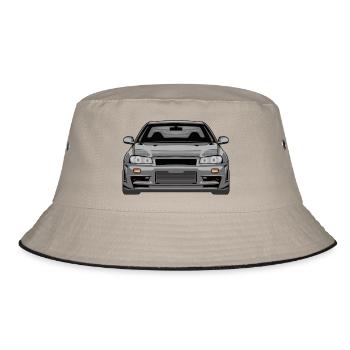 legends never die skyline r34 gtr - Bucket Hat - Khaki/Schwarz - Vorne