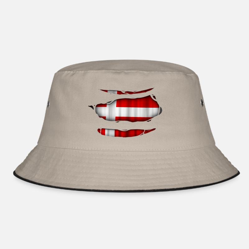 Denmark flag torn 017 Bucket Hat