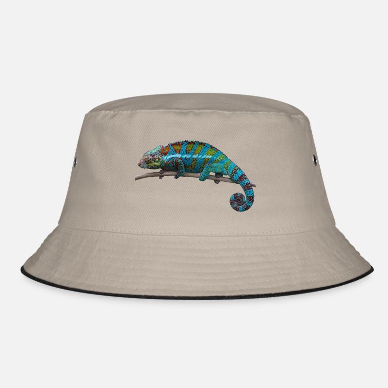 Chamäleon - Blau - Bucket Hat - Khaki/Schwarz